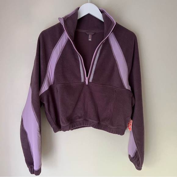 Free People Movement So Fly Half Zip Purple Boysenberry Combo Sweatshirt - Picture 3 of 16